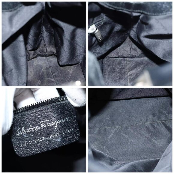 Salvatore Ferragamo Shoulder Bag Nylon Black Auth - Picture 13 of 14